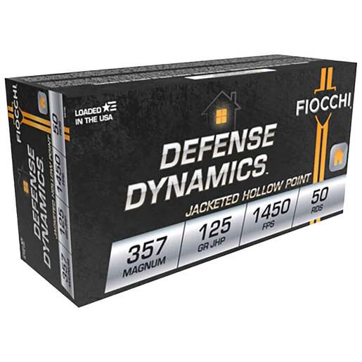 Fiocchi Defense Dynamics 357 Magnum 125gr JHP Handgun Ammo – 50 Rounds