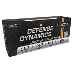 Fiocchi Defense Dynamics 357 Magnum 148gr JHP Handgun Ammo - 50 Rounds
