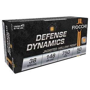 Fiocchi Defense Dynamics 38 Special 148gr JHP Handgun Ammo - 50 Rounds