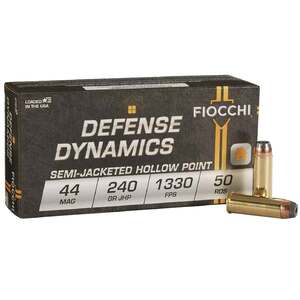 Fiocchi Defense Dynamics 44 Magnum 240gr Semi-Jacketed Hollow Point Handgun Ammo - 50 Rounds