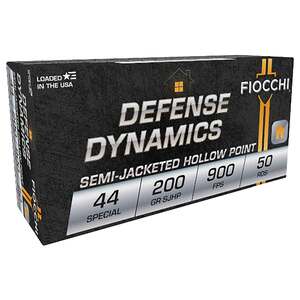 Fiocchi Defense Dynamics 44 Special 200gr SJHP Handgun Ammo - 50 Rounds