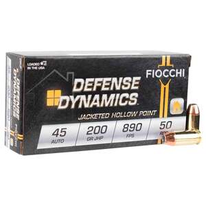 Fiocchi Defense Dynamics 45 Auto (ACP) 200gr JHP Handgun Ammo - 50 Rounds