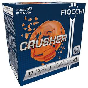 Fiocchi Exacta Target Crusher 12 Gauge 2-3/4in #8 1oz Target Shotshells - 25 Rounds Fiocchi Exacta Target Crusher 12 Gauge 2-3/4in #8 1oz Target Shotshells - 25 Rounds