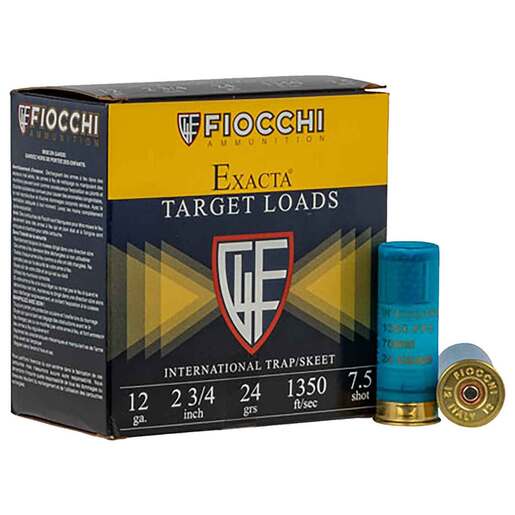 Fiocchi Exacta Target International Trap & Skeet 12 Gauge 2-3/4in #7.5 24gm Target Shotshells Ammo - 25 Rounds Ammo - #7.5 25 Rounds - #7.5 Ammo