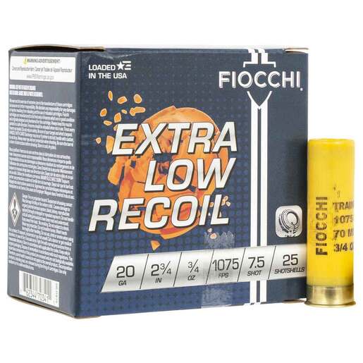 Fiocchi Exacta Target Low Recoil Trainer 20 Gauge 2-3/4in #7.5 3/4oz Target Shotshells Ammo - 25 Rounds Ammo - #7.5 25 Rounds - #7.5 Ammo