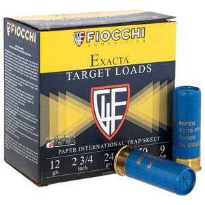 Fiocchi Exacta Target Paper International 12 Gauge 2-3/4in #9 24gm Target Shotshells - 25 Rounds Fiocchi Exacta Target Paper International 12 Gauge 2-3/4in #9 24gm Target Shotshells - 25 Rounds