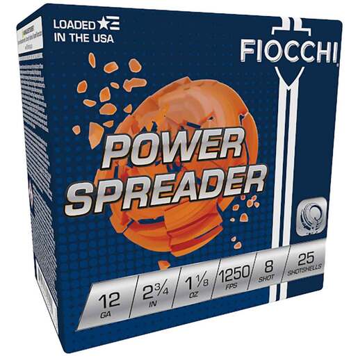 Fiocchi Exacta Target Power Spreader 12 Gauge 2-3/4in #8 1-1/8oz Target Shotshells – 25 Rounds – #8