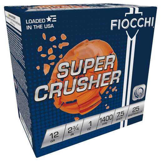 Fiocchi Exacta Target Super Crusher 12 Gauge 2-3/4in #7.5 1oz Target Shotshells – 25 Rounds – #7.5