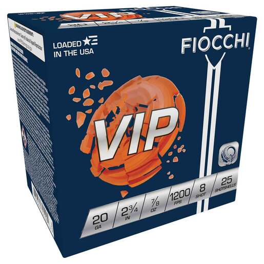 Fiocchi Exacta Target VIP 20 Gauge 2-3/4in #8 7/8oz Target Shotshells Ammo - 25 Rounds Ammo - #8 25 Rounds - #8 Ammo