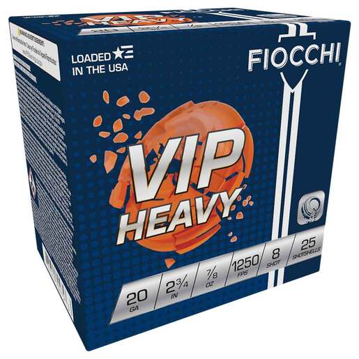 Fiocchi Exacta Target VIP Heavy 20 Gauge 2-3/4in #8 7/8oz Target Shotshells Ammo - 25 Rounds Ammo - #8 25 Rounds - #8 Ammo