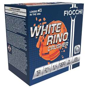 Fiocchi White Rino Crusher 12 Gauge 2-3/4in #7.5 1-1/8oz Target Shotshells - 25 Rounds