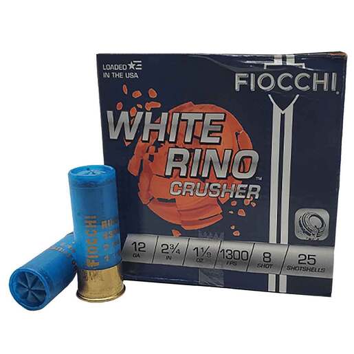 Fiocchi Exacta Target White Rino Crusher 12 Gauge 2-3/4in #8 1-1/8oz Target Shotshells Ammo - 25 Rounds Ammo - #8 25 Rounds - #8 Ammo