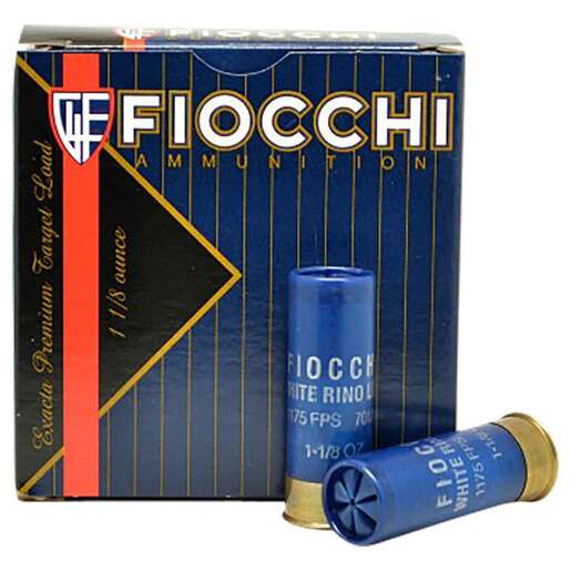 Fiocchi Exacta Target White Rino Super Light 12 Gauge 2-3/4in #7.5 1-1/8oz Target Shotshells Ammo - 25 Rounds Ammo - #7.5 25 Rounds - #7.5 Ammo