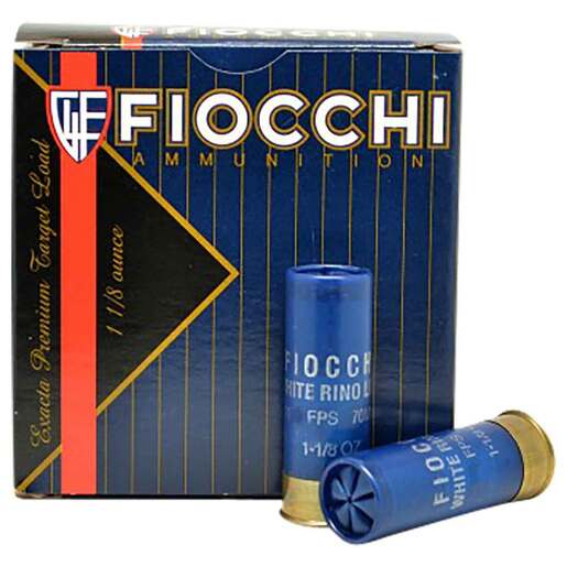 Fiocchi Exacta Target White Rino Super Light 12 Gauge 2-3/4in #8 1-1/8oz Target Shotshells Ammo - 25 Rounds Ammo - #8 25 Rounds - #8 Ammo