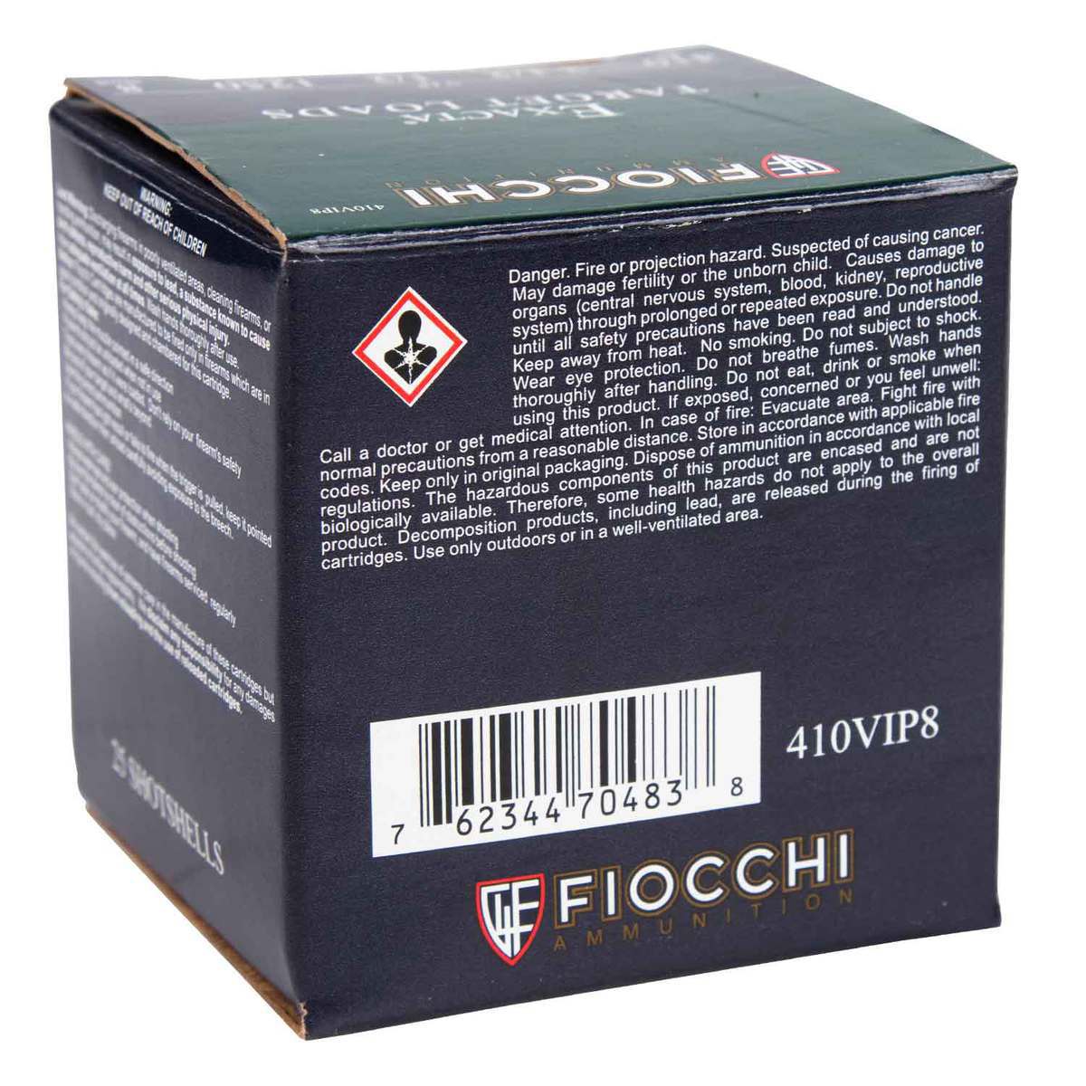 Fiocchi Exacta VIP 410 Gauge 2-1/2 #8 1/2oz Shotshells - 25 Rounds ...