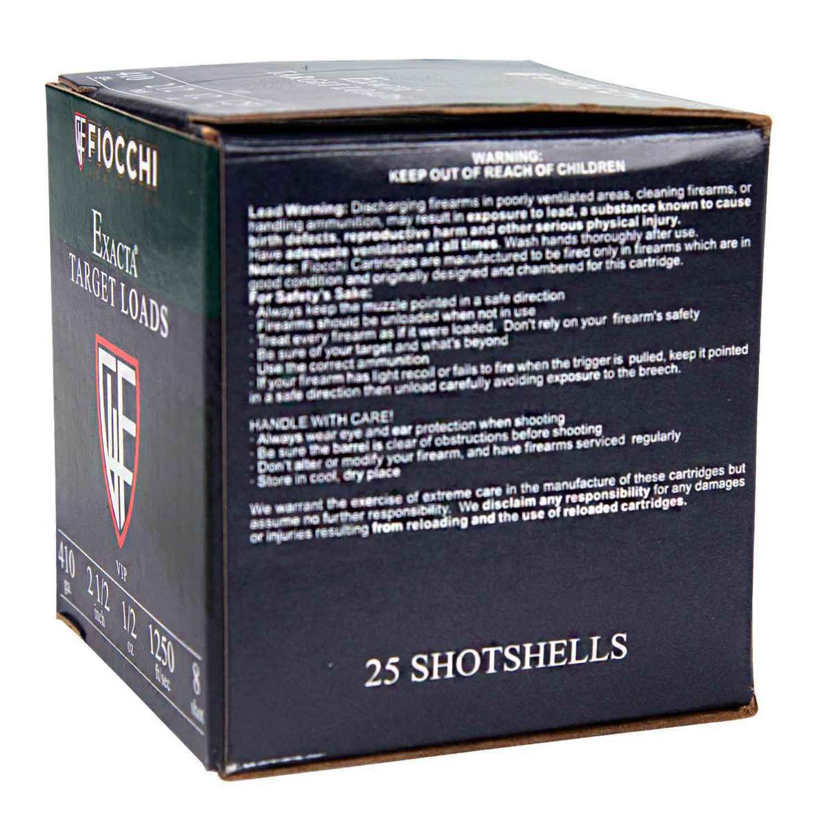 Fiocchi Exacta VIP 410 Gauge 2-1/2 #8 1/2oz Shotshells - 25 Rounds Fiocchi Exacta VIP 410 Gauge 2-1/2 #8 1/2oz Shotshells - 25 Rounds