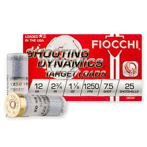 Fiocchi Fast Shooting Dynamics 12 Gauge 2-3/4in #7.5 1-1/8 oz Target Shotshells - 25 Rounds