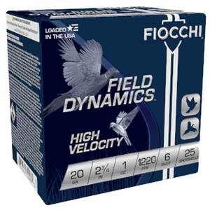Fiocchi Field Dynamics 20 Gauge 2-3/4in #6 1oz Upland Shotshells - 25 Rounds