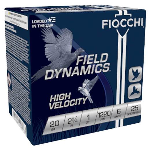 Fiocchi Field Dynamics 20 Gauge 2-3/4in #6 1oz Upland Shotshells Ammo - 25 Rounds Ammo - #6 25 Rounds - #6 Ammo