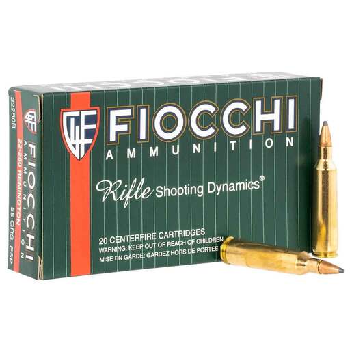 Fiocchi Field Dynamics 22-250 Remington 55gr PSP Rifle Ammo Ammo - 20 Rounds 20 Rounds Ammo