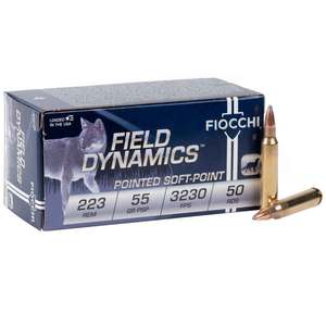 Fiocchi Field Dynamics 223 Remington 55gr PSP Rifle Ammo - 50 Rounds