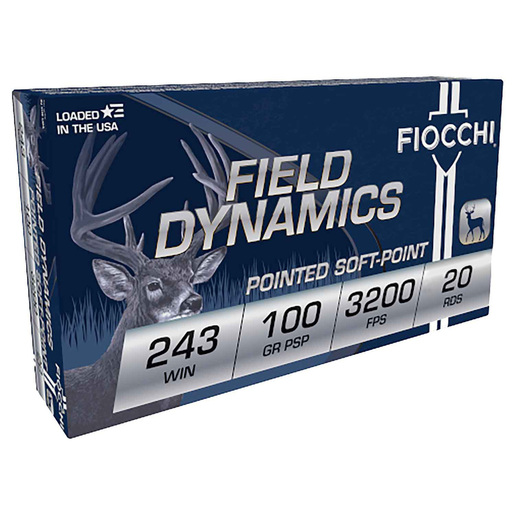 Fiocchi Field Dynamics 243 Winchester 100gr PSP Rifle Ammo Ammo - 20 Rounds 20 Rounds Ammo