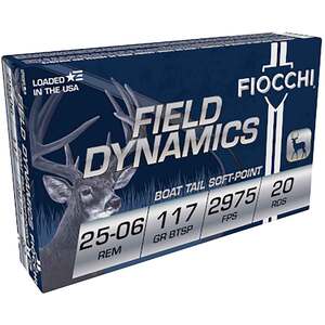 Fiocchi Field Dynamics 25-06 Remington 117gr Pointed Soft Point Centerfire Rifle ammo - 20 Rounds Fiocchi Field Dynamics 25-06 Remington 117gr Pointed Soft Point Centerfire Rifle ammo - 20 Rounds