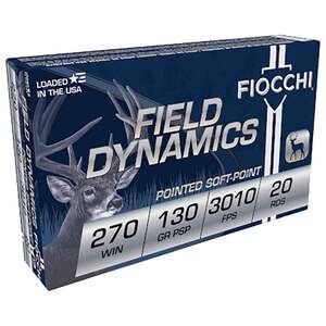 Fiocchi Field Dynamics 270 Winchester 130gr PSP Rifle Ammo - 20 Rounds