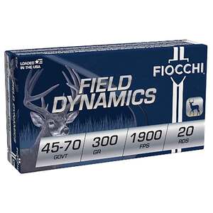 Fiocchi Field Dynamics 45-70 Government 300gr HPFN Rifle Ammo - 20 Rounds