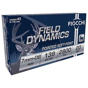 Fiocchi Field Dynamics 7mm-08 Remington 139gr PSP Rifle Ammo - 20 Rounds