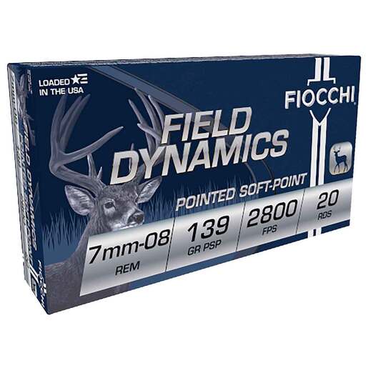 Fiocchi Field Dynamics 7mm-08 Remington 139gr PSP Rifle Ammo Ammo - 20 Rounds 20 Rounds Ammo