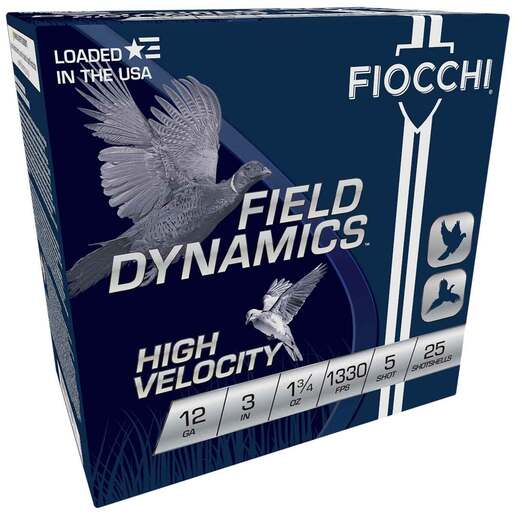 Fiocchi Field Dynamics High Velocity 12 Gauge 3in #5 1-3/4oz Upland Shotshells Ammo - 25 Rounds Ammo - #5 25 Rounds - #5 Ammo