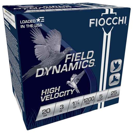 Fiocchi Field Dynamics High Velocity 20 Gauge 3in #5 1-1/4oz Upland Shotshells Ammo - 25 Rounds Ammo - #5 25 Rounds - #5 Ammo