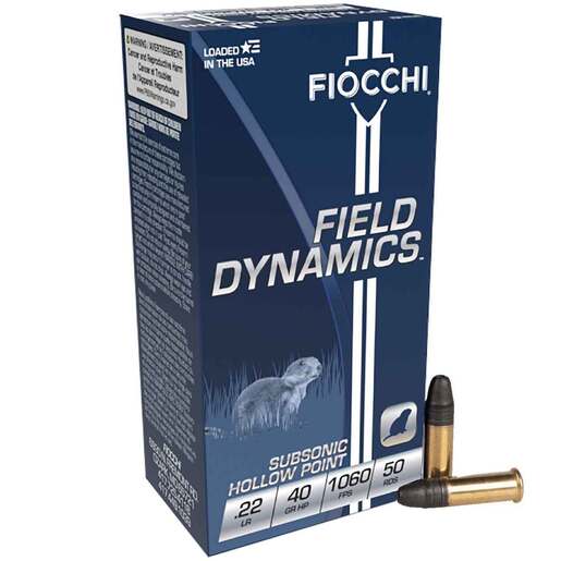 Fiocchi Field Dynamics Subsonic 22 Long Rifle 40gr HP Rimfire Ammo – 50 Rounds