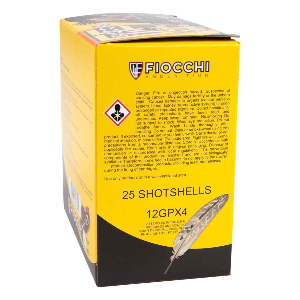 Fiocchi Golden Pheasant 12 Gauge 2-3/4in #4 1-3/8oz Upland Shotshells - 25 Rounds Fiocchi Golden Pheasant 12 Gauge 2-3/4in #4 1-3/8oz Upland Shotshells - 25 Rounds