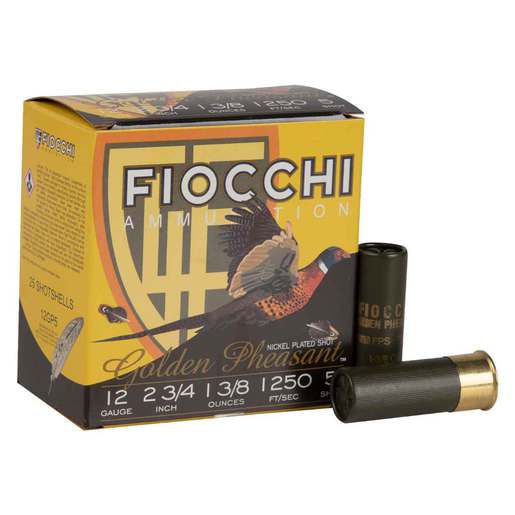 Fiocchi Golden Pheasant 12 Gauge 2-3/4in #5 1-3/8oz Upland Shotshells – 25 Rounds – #5