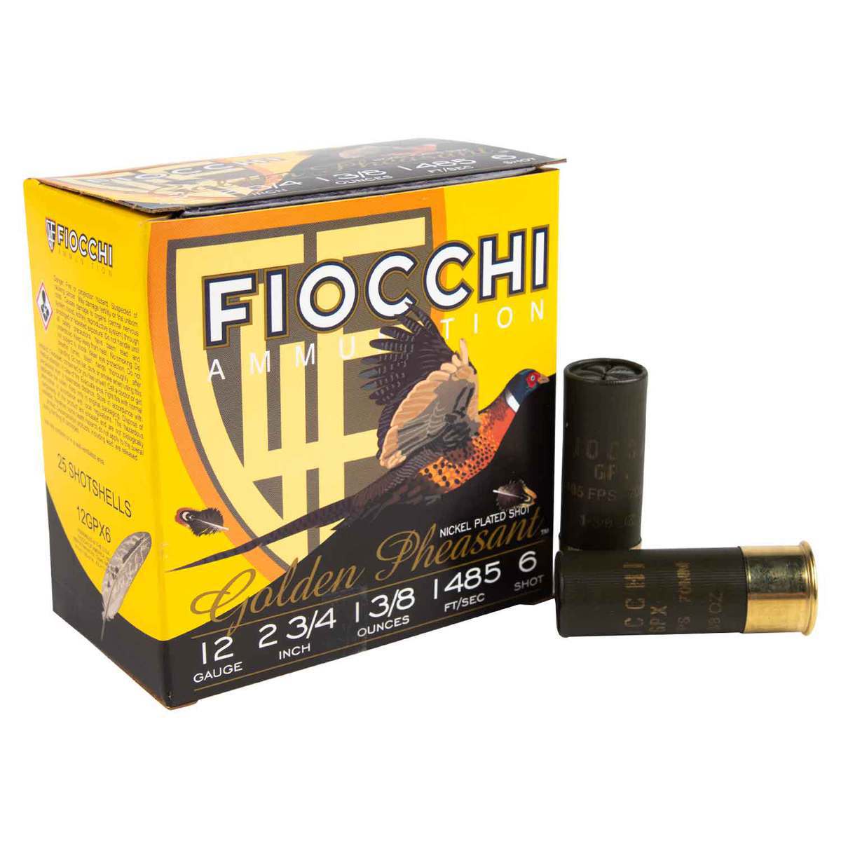Fiocchi Golden Pheasant 12 Gauge 2-3/4in #6 1-3/8oz Shotshells - 25 Rounds Fiocchi Golden Pheasant 12 Gauge 2-3/4in #6 1-3/8oz Shotshells - 25 Rounds