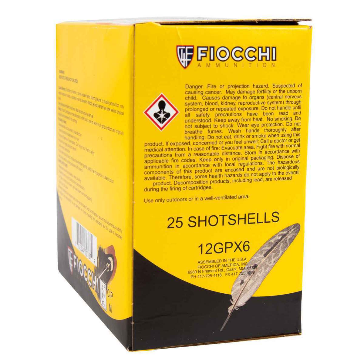 Fiocchi Golden Pheasant 12 Gauge 2-3/4in #6 1-3/8oz Shotshells - 25 Rounds Fiocchi Golden Pheasant 12 Gauge 2-3/4in #6 1-3/8oz Shotshells - 25 Rounds