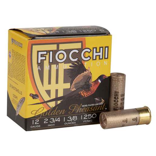 Fiocchi Golden Pheasant 12 Gauge 2-3/4in #6 1-3/8oz Upland Shotshells – 25 Rounds – #6