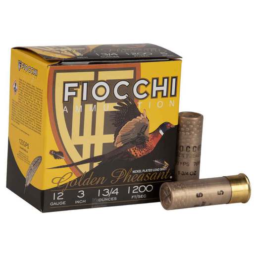 Fiocchi Golden Pheasant 12 Gauge 3in #5 1-3/4oz Upland Shotshells – 25 Rounds – #5