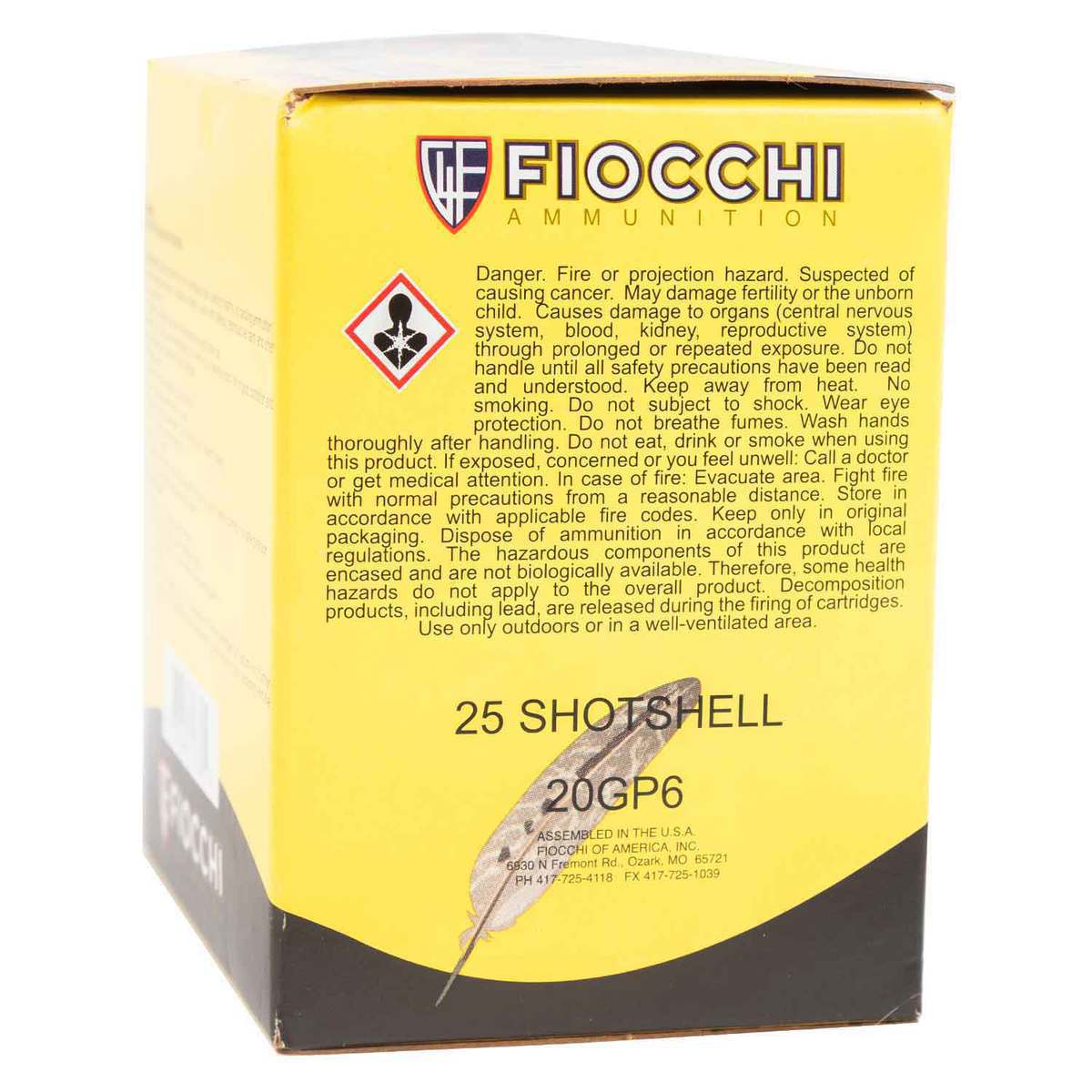 Fiocchi Golden Pheasant 20 Gauge 2-3/4in #6 1oz Shotshells - 25 Rounds Fiocchi Golden Pheasant 20 Gauge 2-3/4in #6 1oz Shotshells - 25 Rounds