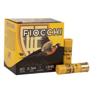 Fiocchi Golden Pheasant 20 Gauge 2-3/4in #7.5 1oz Upland Shotshells - 25 Rounds Fiocchi Golden Pheasant 20 Gauge 2-3/4in #7.5 1oz Upland Shotshells - 25 Rounds