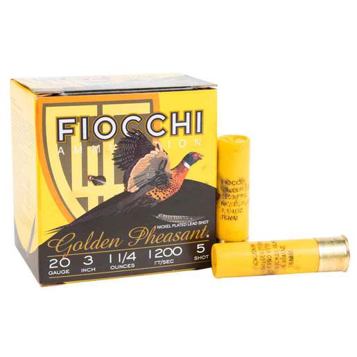 Fiocchi Golden Pheasant 20 Gauge 3in #5 1-1/4oz Shotshells – 25 Rounds – #5