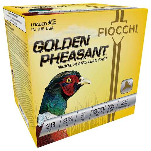 Fiocchi Golden Pheasant 28 Gauge 2-3/4in #7.5 7/8oz Upland Shotshells Ammo - 25 Rounds Ammo - #7.5 25 Rounds - #7.5 Ammo