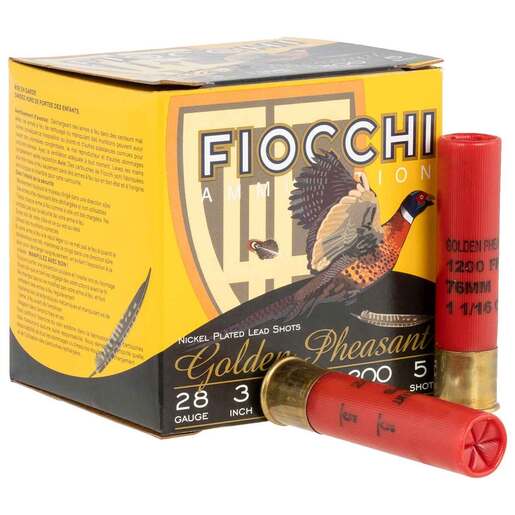 Fiocchi Golden Pheasant 28 Gauge 3in #5 1-1/16oz Upland Shotshell Ammo - 25 Rounds Ammo - #5 25 Rounds - #5 Ammo