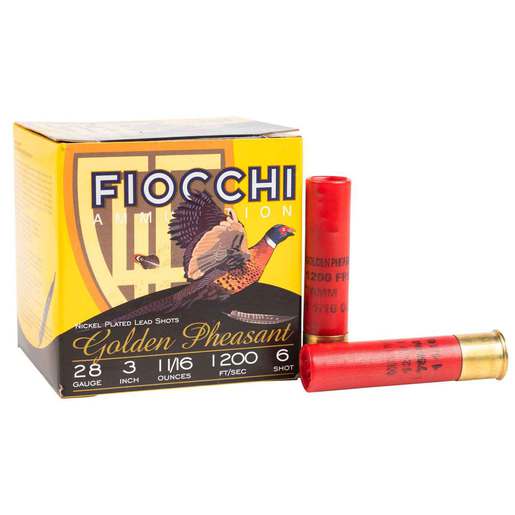 Fiocchi Golden Pheasant 28 Gauge 3in #6 1-1/16oz Shotshells – 25 Rounds – #6