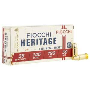 Fiocchi Heritage 38 S&W 145gr FMJ Handgun Ammo - 50 Rounds