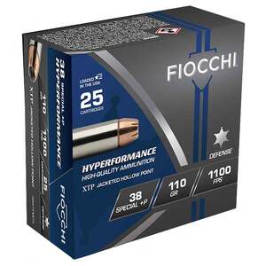 Fiocchi Hyperformance 38 Special +P 110gr XTP HP Handgun Ammo - 25 Rounds