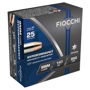 Fiocchi Hyperformance 9mm Luger 147gr XTP HP Handgun Ammo - 25 Rounds