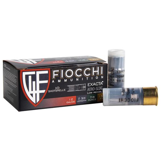 Fiocchi Low Recoil Aero 12 Gauge 2-3/4in Slug 7/8oz Shotshells Ammo - 10 Rounds 10 Rounds Ammo
